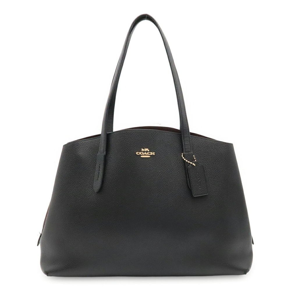 COACH Charlie Carryall Tote Bag Shoulder Leather Black 52547